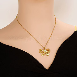 Ожерелья с подвеской-бантом из нержавеющей стали 304 с натуральным жемчугом NZ3169-2