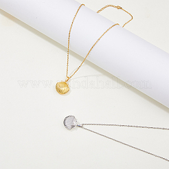 2 шт. 2 цвета нержавеющая сталь в форме ракушки медальон ожерелье комплект NJEW-FI0001-28