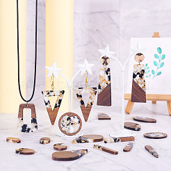 20шт 10 стиля подвески из непрозрачной смолы и орехового дерева&nbsp;RESI-TA0003-69