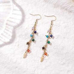 Болтающийся серьги природный драгоценный камень&nbsp;EJEW-JE06668-01