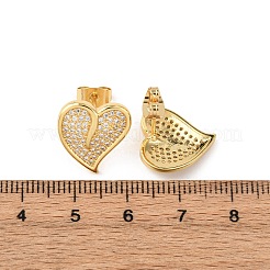Сердце из латуни микро проложить кубического циркония серьги стержня EJEW-B153-19G-02