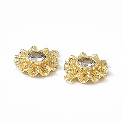 Плоские круглые подвески из латуни с прозрачным цирконием&nbsp;KK-K271-26G