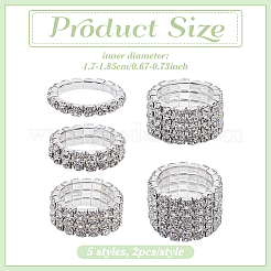 10 шт. 5 стиля регулируемых колец из сплава со стразами для женщин RJEW-ME0001-02S