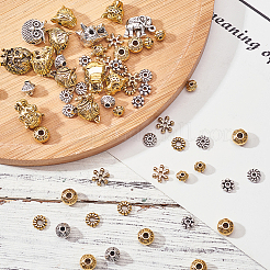 Бусины из сплава в тибетском стиле и прокладки из бисера TIBEB-PH0004-69