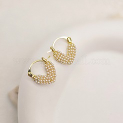 Серьги-кольца из пластика с имитацией жемчуга в форме сердца из цинкового сплава FS-WGA8358-01