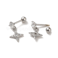 925 женская серьга из стерлингового серебра с микропаве из циркония EJEW-E307-07P