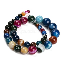 Нити из натуральных полосчатых бусин агата&nbsp;G-P589-A01-01J