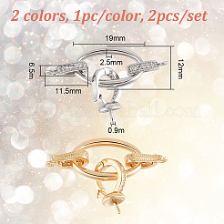 2 шт. 2-х цветные латунные застежки-пряжки со стразами&nbsp;KK-DR0001-14