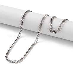 Ожерелья из кубинской цепи из нержавеющей стали 304 для мужчин NJEW-B117-01C-P