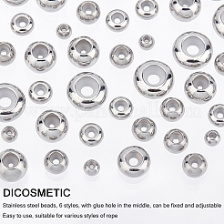 60 шт. 6 бусины из нержавеющей стали 201 STAS-DC0004-89