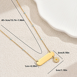 Весна-лето белые ромашки длинные овальные эмалевые подвески из нержавеющей стали для женщин QJ9119-2