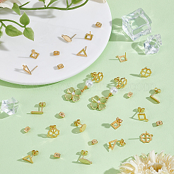 80 шт. 8 стиля 201 нержавеющая сталь серьги-гвоздики с отверстием EJEW-GA0001-07G