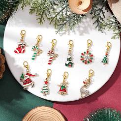 10 шт. рождественские украшения из эмалевого сплава HJEW-JM03681