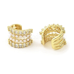 Серьги-каффы из латуни с микропаве и кубическим цирконием EJEW-H117-10G