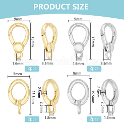 8 шт. 4 стиля латунных пружинных затворных колец KK-BC0013-65