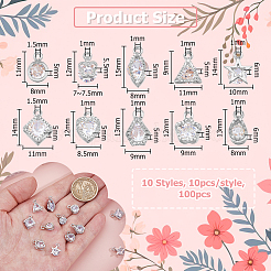 100шт 10 стиля сплава кубического циркония подвески&nbsp;ZIRC-HS0001-10P