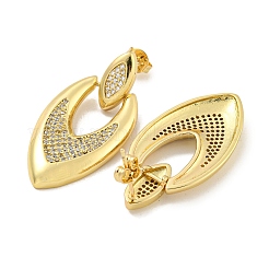 Серьги-гвоздики в виде сердца из латуни с микро-паве и прозрачным фианитом для женщин EJEW-C095-03G