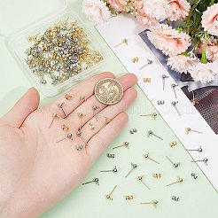 100 шт. 2-цветная фурнитура для сережек-гвоздиков из нержавеющей стали 304 STAS-SP0001-56