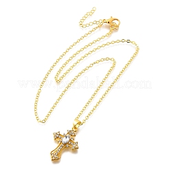 Сплав кристалл горный хрусталь религия крест кулон ожерелья для женщин мужчин&nbsp;NJEW-C089-03G