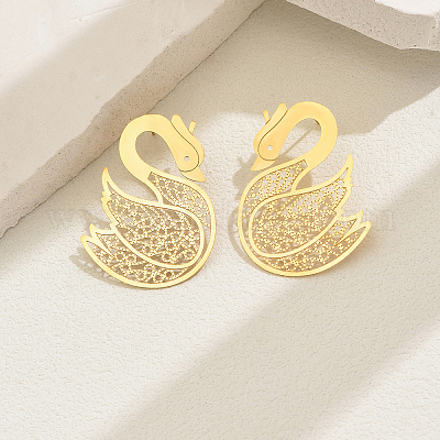 Серьги-гвоздики из нержавеющей стали в форме лебедя PT7551-1