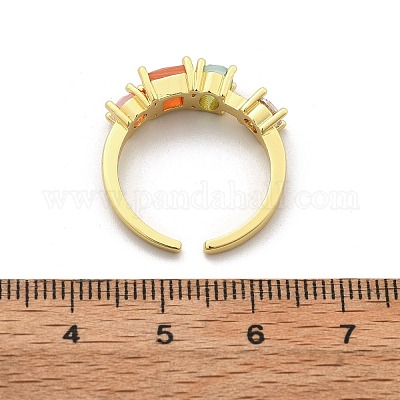 Манжеты из латуни с микро паве кубический цирконий для женщин RJEW-C123-07G-1