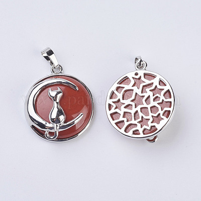 Кулоны с котятами из красной яшмы G-K234-D04-1