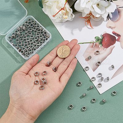 201 нержавеющая сталь рифленые европейские бусины STAS-DC0015-64-1