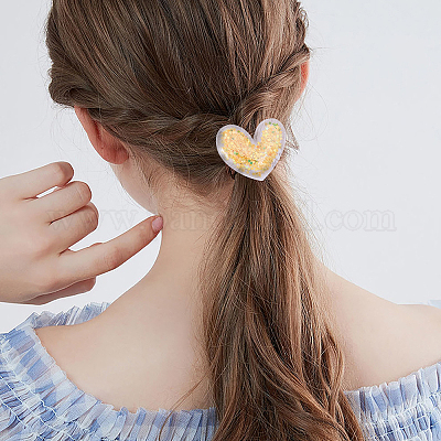 Кабошоны из ПВХ и пластиковых блесток в форме сердца KY-CJ0001-45-1