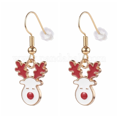 Наборы серег с подвесками из сплава с эмалью на рождественскую тему EJEW-JE04512-1
