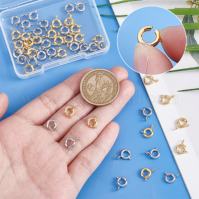 50 шт. 2 цвета латунные пружинные кольцевые застежки KK-PH0013-17-1