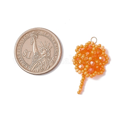 Подвески из стеклянных бусин ручной работы в виде клевера PALLOY-MZ00793-05-1