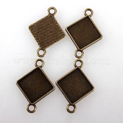 Старинные тибетские сплава ромб сеттинги ободок разъем кабошон TIBE-M016-03AB-NF-1