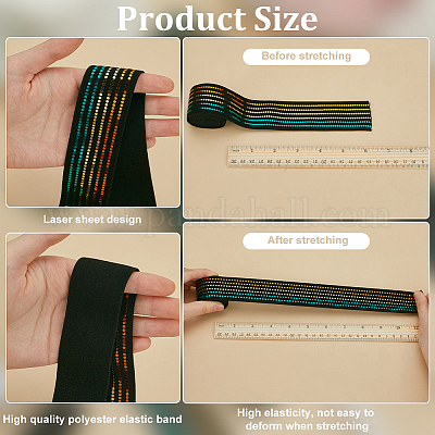 4 ярд 4-х видов плоского полиэстерового эластичного шнура с лазерными тартановыми/полосатыми/ромбовидными пайетками OCOR-FG0002-81-1