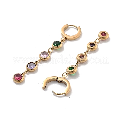 Серьги с застежкой-молнией из нержавеющей стали 304 с ионным покрытием (IP) EJEW-K281-09G-1