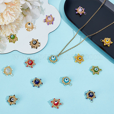 16 шт. 8-цветный стеклянный бисер в форме звезды с подвесками-бусинами от сглаза PALLOY-GO00071-1