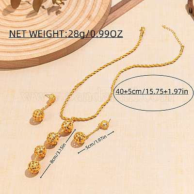 Элегантный комплект из серег и ожерелий из полых круглых бусин из сплава для женщин QL2012-1