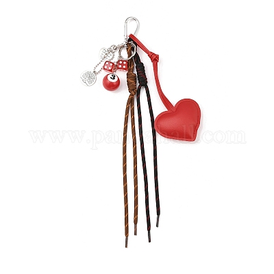 Подвеска в форме сердца из искусственной кожи HJEW-JM04419-01-1