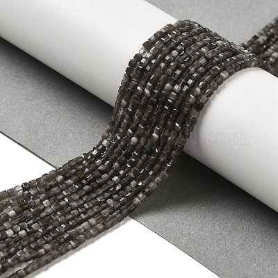 Бусы из натурального серебра обсидиан G-B074-C10-01-1