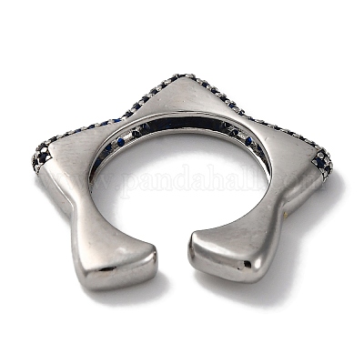 Кольца-манжеты для женщин с открытыми кольцами из латуни и кубическим цирконием в виде звезды RJEW-S242-02P-A-1