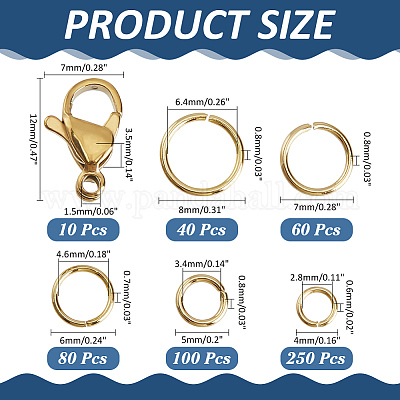 530 шт. 5 стиля открытых соединительных колец из нержавеющей стали 304 и 10 шт. карабинов STAS-WR0001-30B-1
