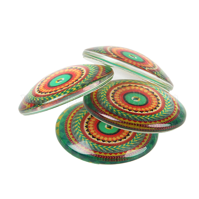 Мозаика печатных стакан наполовину круглый / купольные кабошоны GGLA-N004-14mm-G-1