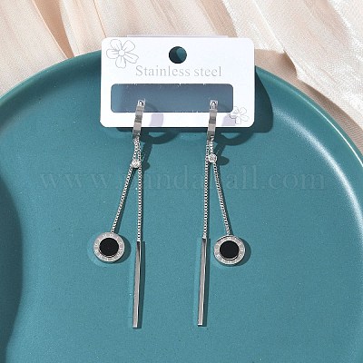 Серьги-кольца с кисточками из нержавеющей стали 304 с кристаллами и стразами EJEW-G453-02P-1