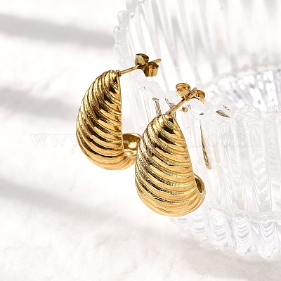 Серьги-гвоздики из нержавеющей стали 304 EJEW-F381-01B-G-1