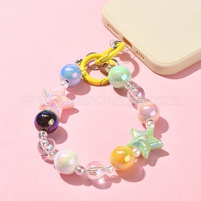 Акриловые мобильные ремешки из бисера HJEW-JM01056-1