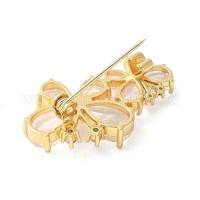 Бабочка латунные паве прозрачные кубические цирконии броши для рюкзака одежда JEWB-Z037-01G-1