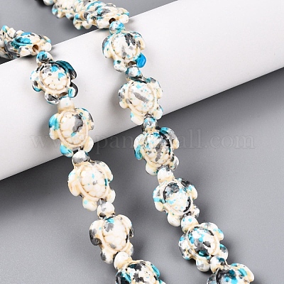 Нити из синтетических бирюзовых бусин G-P507-05A-4-1