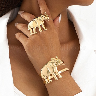 Наборы из браслетов и колец из сплава слона FS-WG5F2AC-01-1