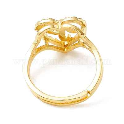 Настоящие 18-каратные позолоченные латунные регулируемые кольца с алфавитом RJEW-M139-18P-1