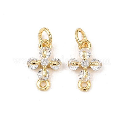 Подвески-соединители с прозрачными кубическими циркониями из латуни KK-G544-16G-1