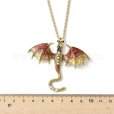 Ожерелья с подвеской в виде дракона из сплава эмали NJEW-V005-01AG-01-1